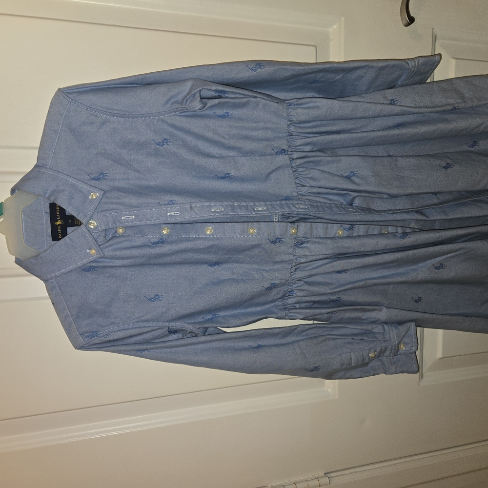 Girls Ralph Lauren Light Blue Denim Style Dress Sz 12